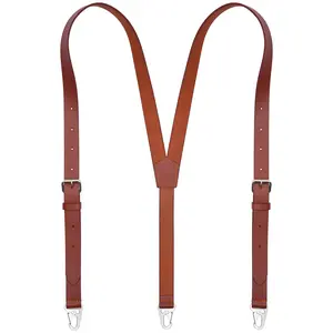 NUTUCH Genuine Leather Y Suspender for Men with Adjustable Hooks - Perfect Groomsmen Gift