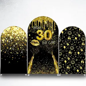 Talk 30 To Me Gold Drip Arch Backdrop Cover for 30th Birthday Party