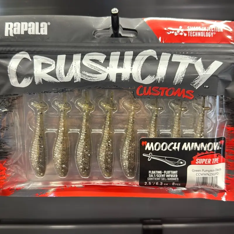 Crushcity Mooch Minnow - 2.5in Green Pumpkin Disco Fishing Lure