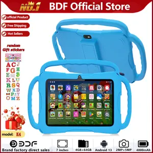 Kids Tablet, 7 Inch Android 13, 4GB RAM 64GB ROM, 1280x800 Display, Parental Control, 4000mah, Dual Camera, Shockproof Case, Blue/