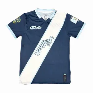 Guatemala Soccer Jersey Navy Blue Color with White Stripe and Team Logo