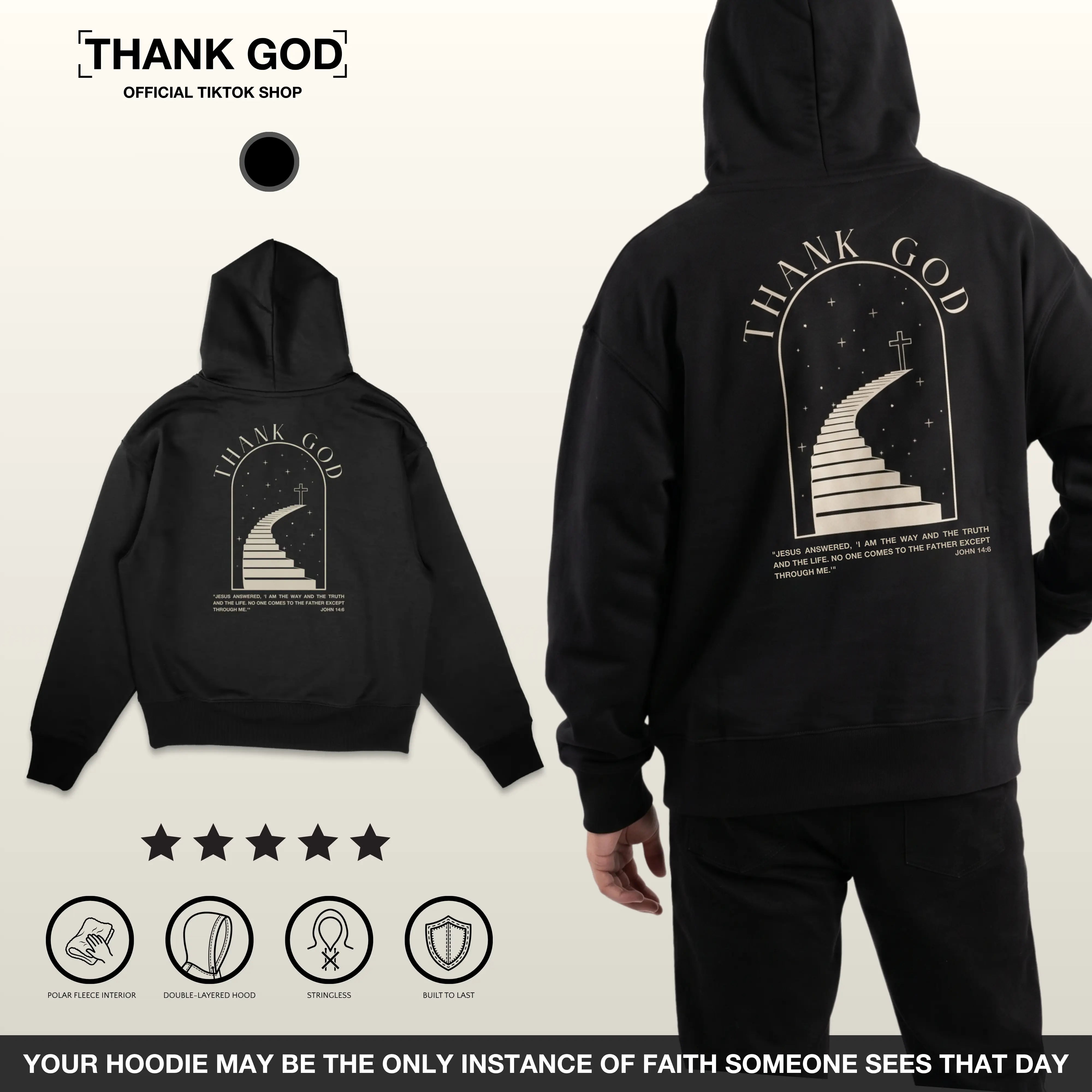 Women's Christian Hoodie Sweatshirts - Casual Faith Message Design, Unisex Oversized Heavyweight Pre-Shrunk Stringless Soft Fleece-Cotton-Polyester Long Sleeve Pullover