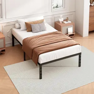 14 Inch Twin Bed Frame - Sturdy Metal Platform Twin Size, No Box Spring Needed, Heavy Duty, Easy Assembly, Strong Bearing Capacity, Under Bed Storage, Black