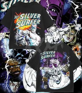 Fantastic Four Silver Surfer x Galactus - Super Anti - Hero MCU Comic Double Printed Oversize Lightweight Shirt, Character Comics TV Series Graphic Design Unisex Top Cotton Streetwear T-Shirt Clothes Menswear