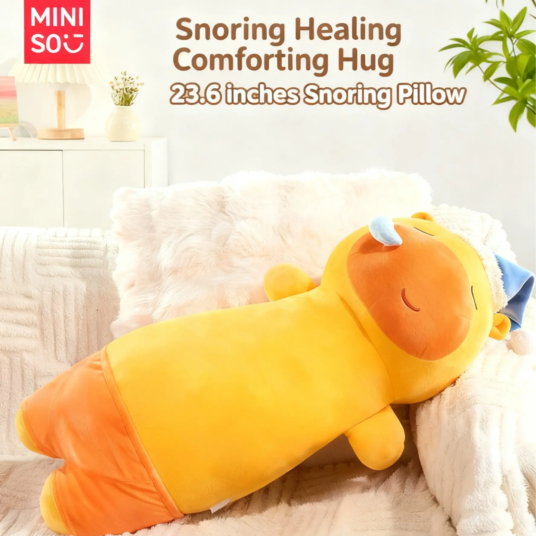 [Christmas Gift]MINISO Capylulu Snoring Plush Pillow – 23.6 in (60cm), Black Friday Exclusive, Winter Warm Cozy Design, Cute Capybara Character, Perfect for Home Sofa/Bedroom/Nap Use, Ideal Gift for Fans & Family,Perfect Gift for Mom,#Summervibes