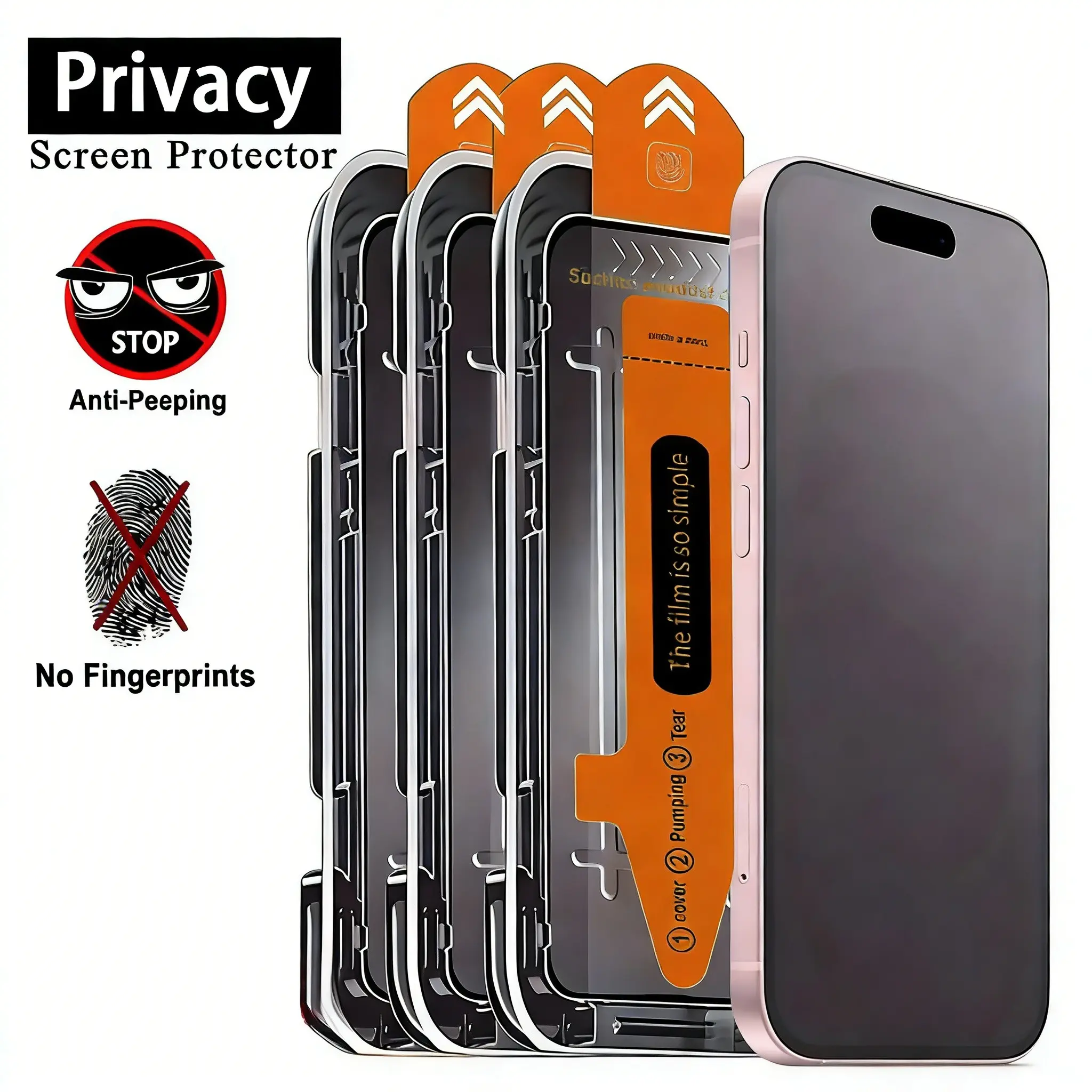 Privacy Screen Protector for iPhone 16 15 14, Samsung S24, Scratch-Resistant, Ultra-Smooth Touch, Protection, Military-Grade Shatterproof Protection, Bubble-Free Installation, Easy Installation screen protector Protective Cellphone