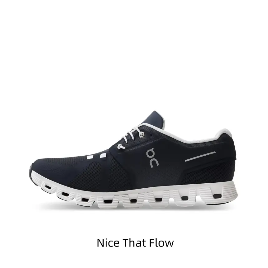 Navy blue mesh running shoes white hollow segmented cushioned outsole ultra lightweight breathable for daily jogging commuting outdoor walking trips