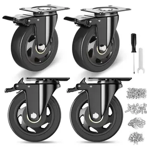 4 Inch Caster Wheels, Casters Set of 4, Swivel Casters with Brake 2200 Lbs, Locking Industrial Top Casters Wheels for Furniture and Workbench Cart(Two Kits Include)