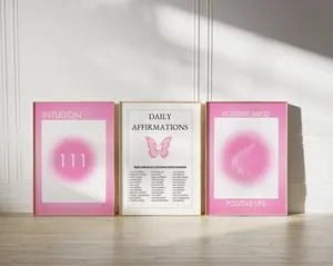 Set of 3 Positive Aura Poster Positive Affirmation Poster Gradient Print Angel Numbers 111 Poster