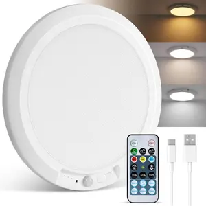 10000mAh Rechargeable Ceiling Light with Remote, 3 Color Temperatures & Brightness Dimmable, Wireless Ceiling Light with Magnetic Design, Battery Ceiling Light for Shower Hallway Pantry