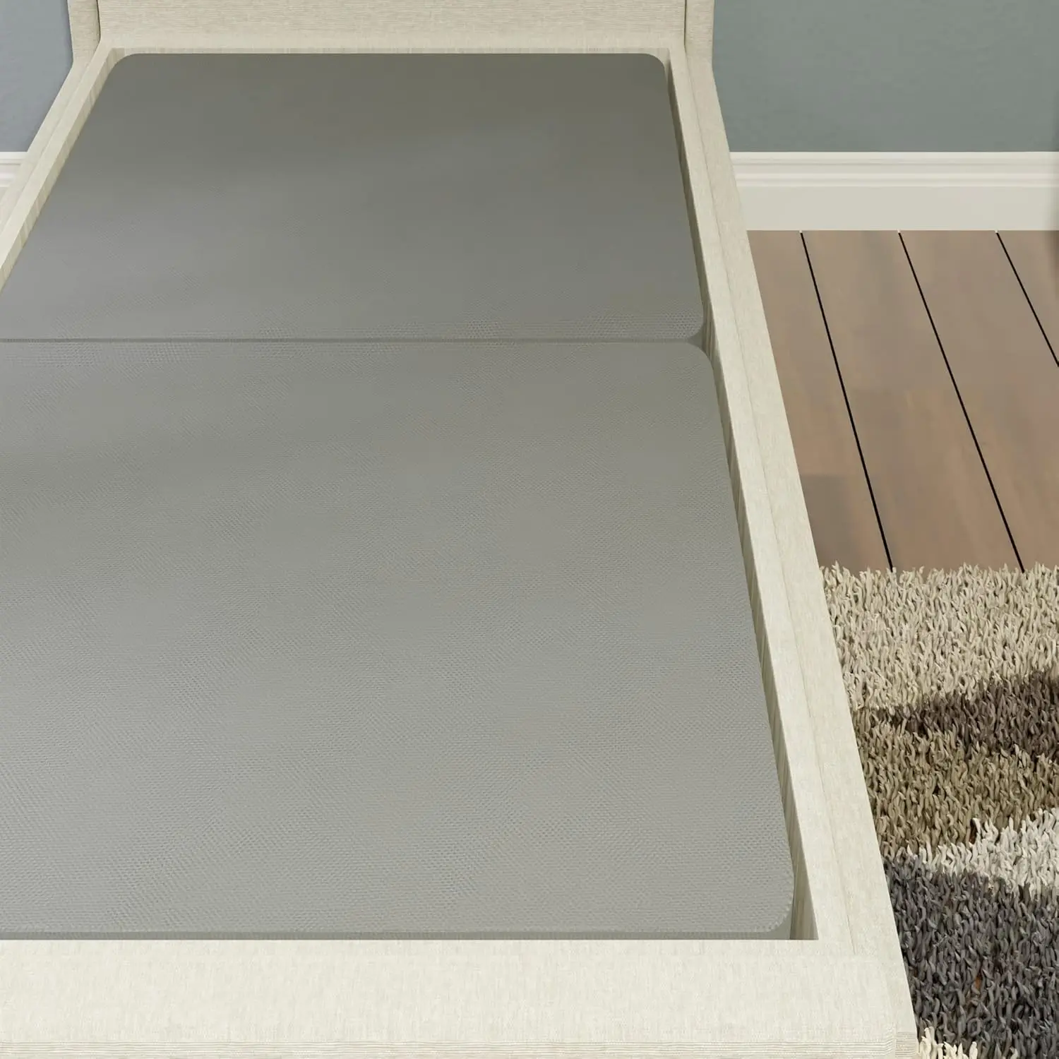 Split Bunkie Board Mattress Foundation, Twin Size 1.5-inch Low Profile Mattress Base, Gray, Improved Support, Fully Assembled Low Profile Bed