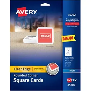 Avery AVE35702 Inkjet Printable Multipurpose Cards - Perforated Die-Cut Calling/Business Cards with Avery Clean Edge Technology, White, Pack of 180