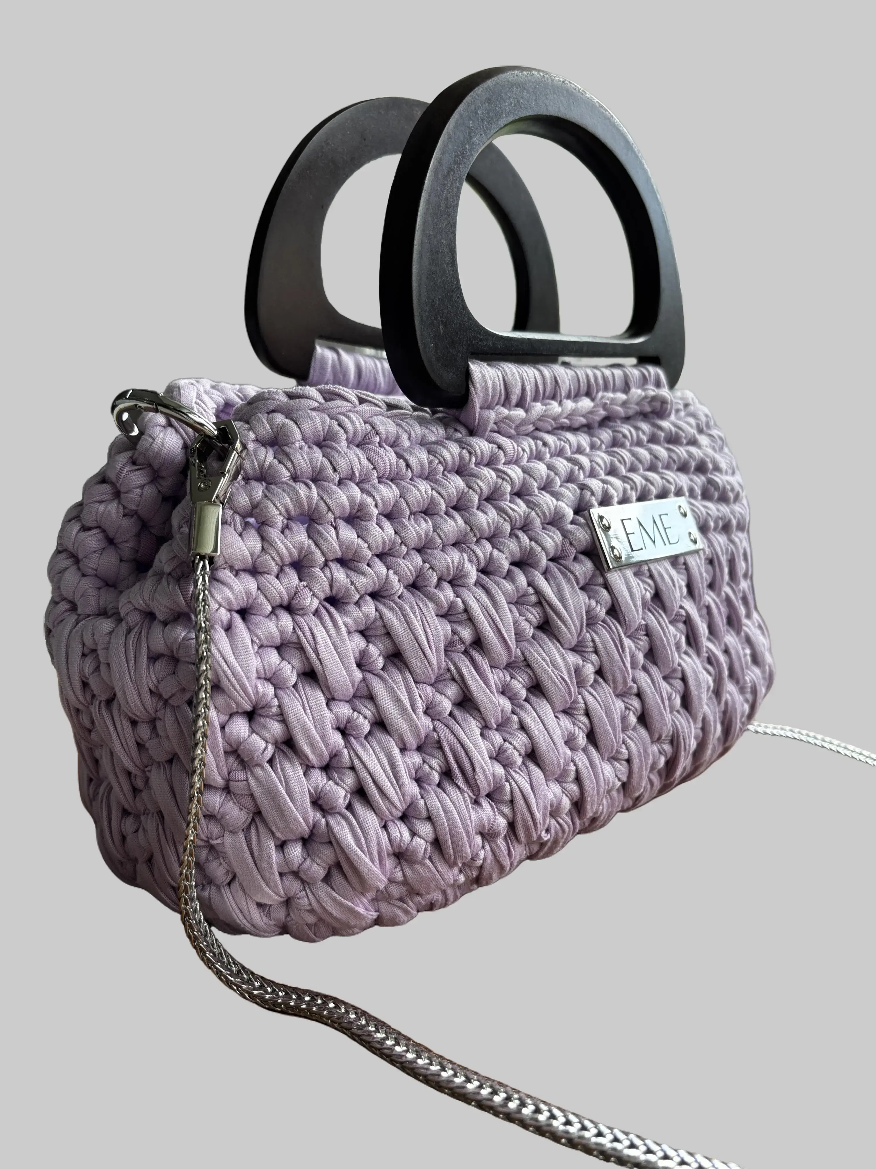Handmade Crochet Top Handle Bag for Women - Lavender, Lightweight, Elegant, Original Design (Made to Order)