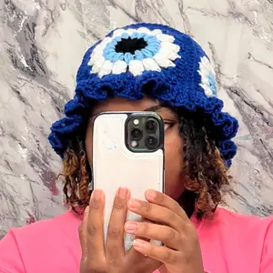 Crochet evil eye bucket hat