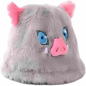 Anime Hashibira InosukeHashibira Inosuke Hat Cosplay Slayer Cute Pig Bucket Hat