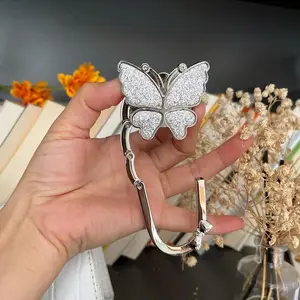 Butterfly Design Bag Hook, 1 Count Colorful Glitter Butterfly Shaped Bag Hanger, Portable Bag Accessories for Home, Office, Desk, Home Decor
