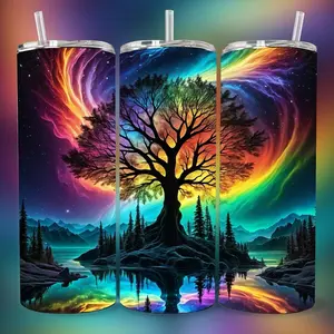 Rainbow Tree 20 oz Tumbler - BPA Free, stainless steel, Leak proof, durable, with clear lid