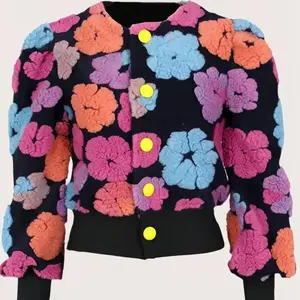 Embroidered Floral Button Detail Jacket
