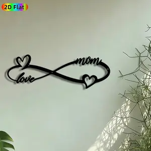 1pc Love Mom Infinity Heart Metal Wall Art, Infinity Symbol with Hearts Statue Mural, Artistic Metalwork, Intricate Craftsmanship, Perfect for Mothers Day, Anniversary Decor, Perfect for Living Room Bedroom Nursery Decor, Ideal Gift for Mom Lovers.
