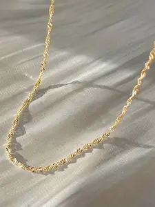 Elegant Water Wave Matelasse Chain Necklace, Minimalist Style Daily Wear Jewelry, Fashionable Unisex Accessory for All Occasions