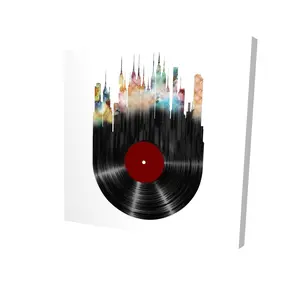 212 MAIN 24x24 in. High Def Modern Abstract Cityscape Print - Blue Building-Themed Vinyl Disk Decorative Artwork, Artistic Home Decor for Rooms (Home Supplies, Posters & Prints)