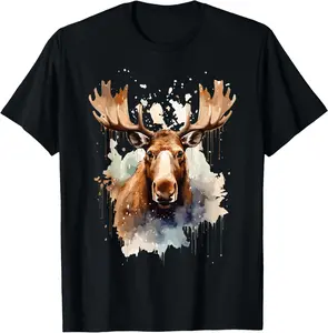 100% Cotton Moose Lovers Design Pop Art Moose T-Shirt