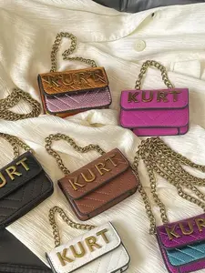 Mini Crossbody Bag Chain Bag, Small Shoulder Bag with Magnetic Buckle, Letter Flap Design, Multiple Colors, Casual Style, All Seasons, Adjustable Crossbody Bag