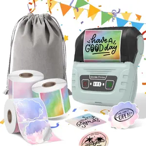 Sinmark Sk58 Wireless Bluetooth-compatible Label Printer + 3 Rolls Color Labels + Random Storage Bag, Barcode Clothing Jewelry Retail Mailing Versatile Labels