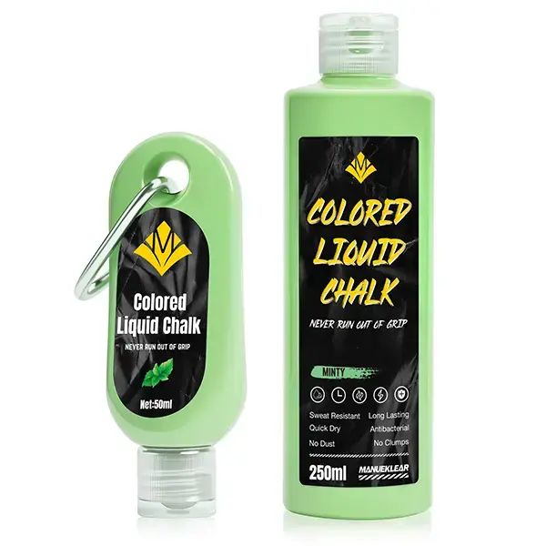 Portable Pack Liquid Sports Chalk 2-Pack (250ml, 50ml) - Mint, Blueberry, Lemon Scented, Quick-Dry, Mess-Free, Firm Hold, Nonslip Grip for Climbers, Golf, Gymnastics, Tennis, Home Workouts, With Carabiner Clip