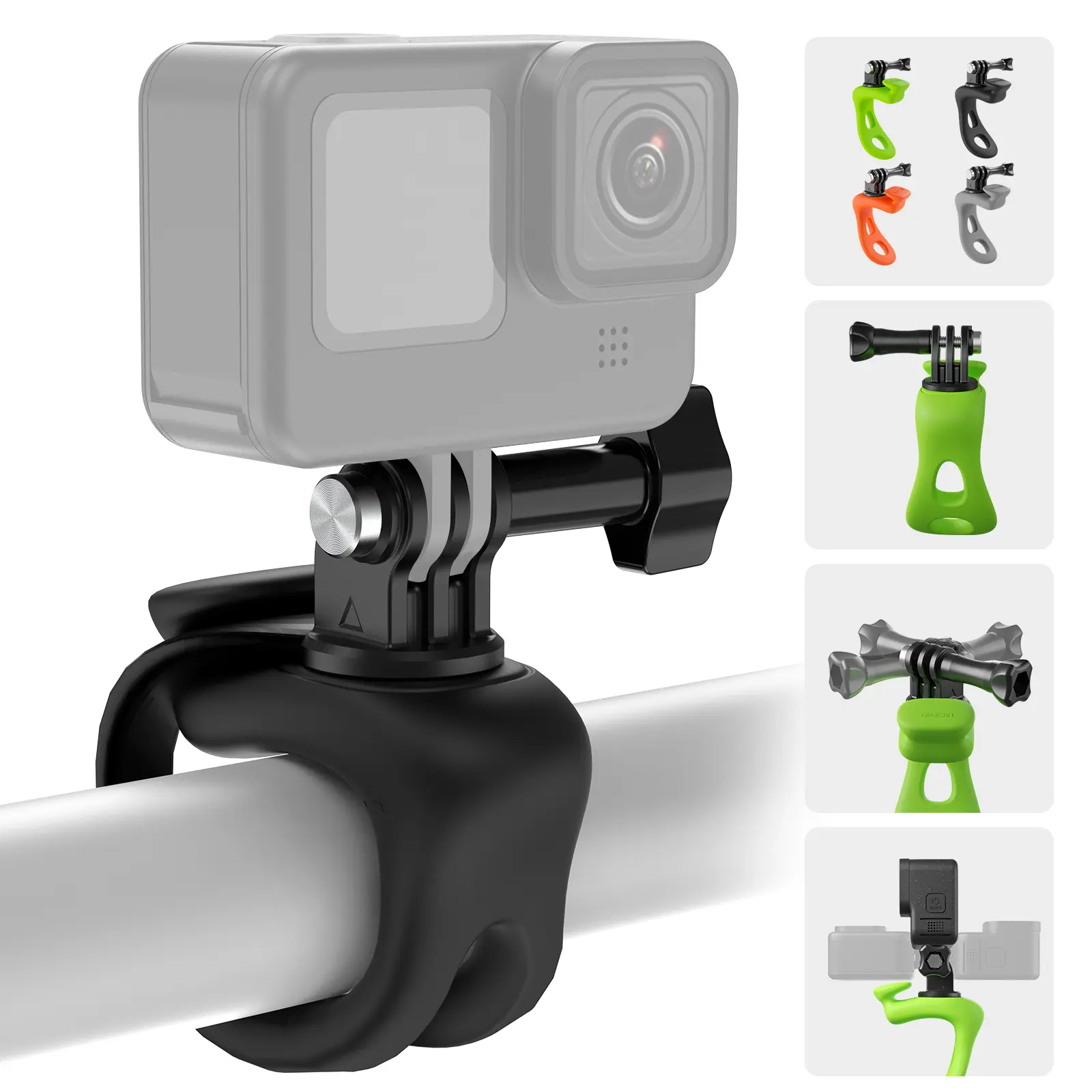 TELESIN Camera 360 Strap Mount Flexible Wrap Band Bike Motorcycle Handlebar Tube Roll Bar Stick Pole Ski Pole Mount for DJI Osmo Pocket 4, DJI Action/Osmo 360/Osmo Nano,Go Pro Hero,Akaso,Insta360