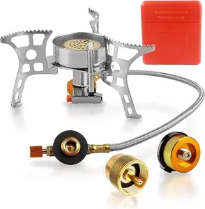 SummitForge Camping Stove With Butane Adapter And Fuel Canister Adapter 3900W Stainless Steel Lightweight