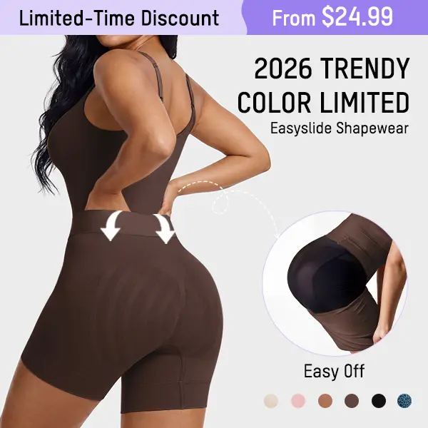 SHECURVE Easyslide Shapewear Bodysuit Tummy Control Butt Lift Full Body Shaper Faja with Back Support & Scrunch Back Open Design for Postpartum Recovery