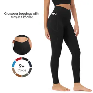 ODODOS Women's Cloud Feeling Crossover High-Waist 7/8 Leggings with Pockets, 25"/28" Gym Yoga Pants for Lounge & Yoga, High Waist Legging Sportswear Bottoms summerwins High Waisted Yoga
