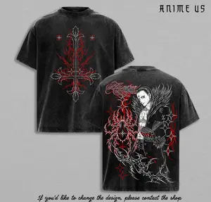 Chrollo Lucilfer Phantom Troupe Hunter x Hunter Washed T Shirt | Anime Graphic Tee | Japanese Manga Streetwear | Heavy Cotton Oversized Shirt for Anime Fans