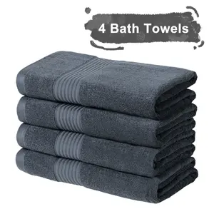 Bepatio Towels Pack of 4 Extra Large Bath Towels 30 x 55 Inches, 100% Cotton, Larger & Lighter Weight, Quicker to Dry, Super Soft and Absorbent, Perfect for Bathroom, Dark Grey