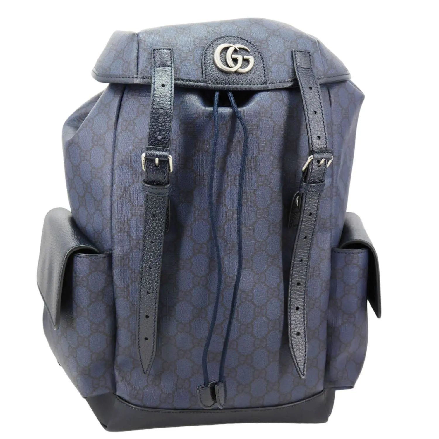 Pre-owned GUCCI Canvas Backpacks Ophidia GG Supreme Backpack Navy Blue 598140