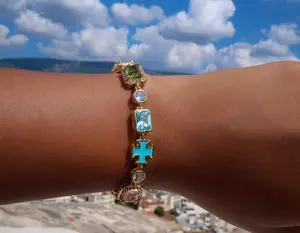 Golden Gemstone Bracelet - Premium Solid Back Design