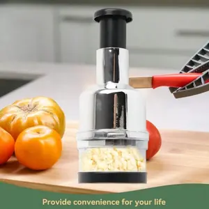 Stainless Steel Manual Multifunctional Food Chopper, Vegetable and Nut Grinder, Ideal for Onions Garlic Fruits, Kitchen Tool, Multifunctional Durable Chopper
