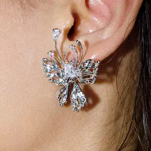 Nature Inspired Zircon Butterfly Earrings