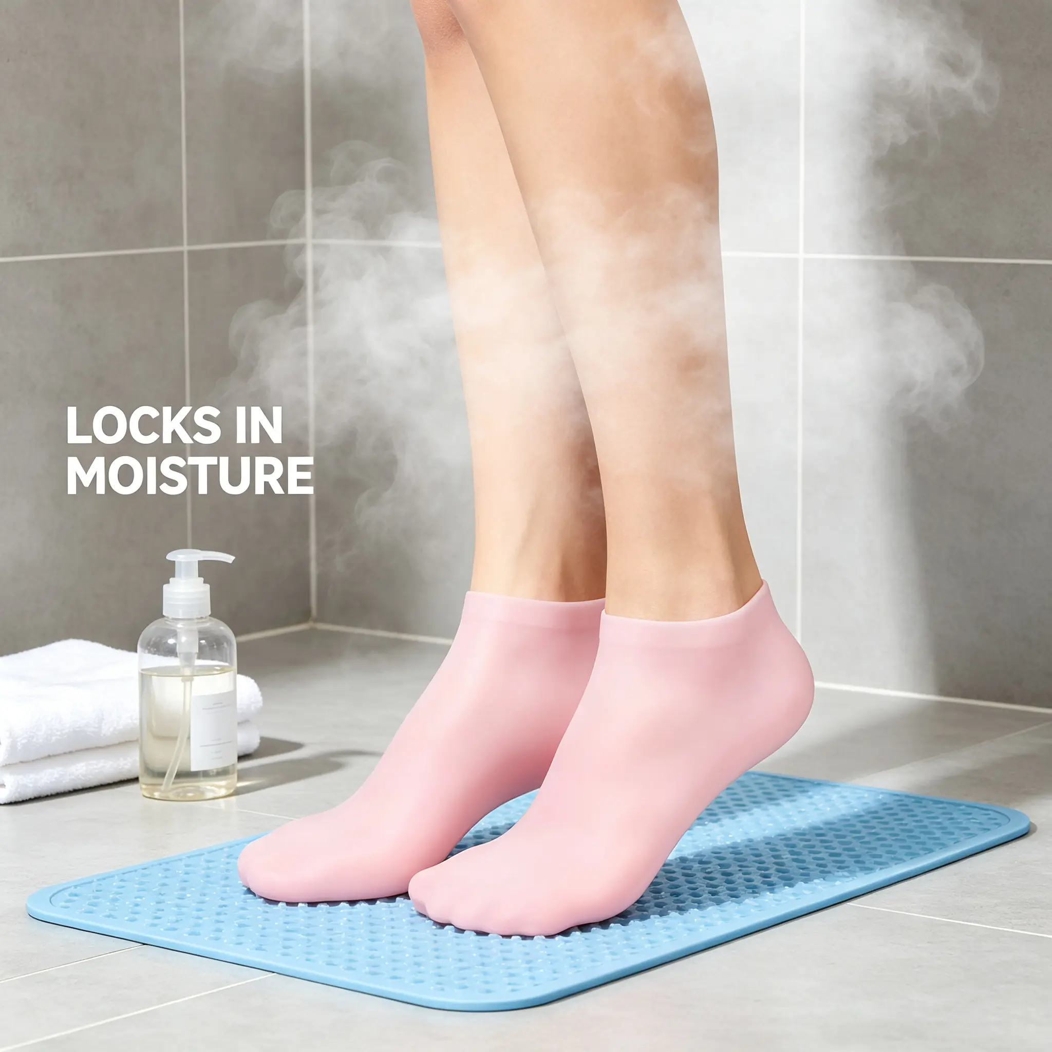 Reusable Home Spa Gel Foot Mask Booties, Moisturizing Silicone Heel Repair Socks, Washable Gel Foot Treatment Socks for Dry Skin, Lotion Locking No Leak Hydration Booties, Overnight Nourishing Socks to Accelerate Dry Cracked Foot Skin Repair Efficiency