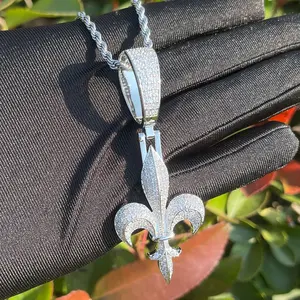 Men's & Women's Hip Hop French Fleur - de - Lis Pendant Necklace |   Copper Plated with CZ |   Trendy Bling for Urban Style Icons