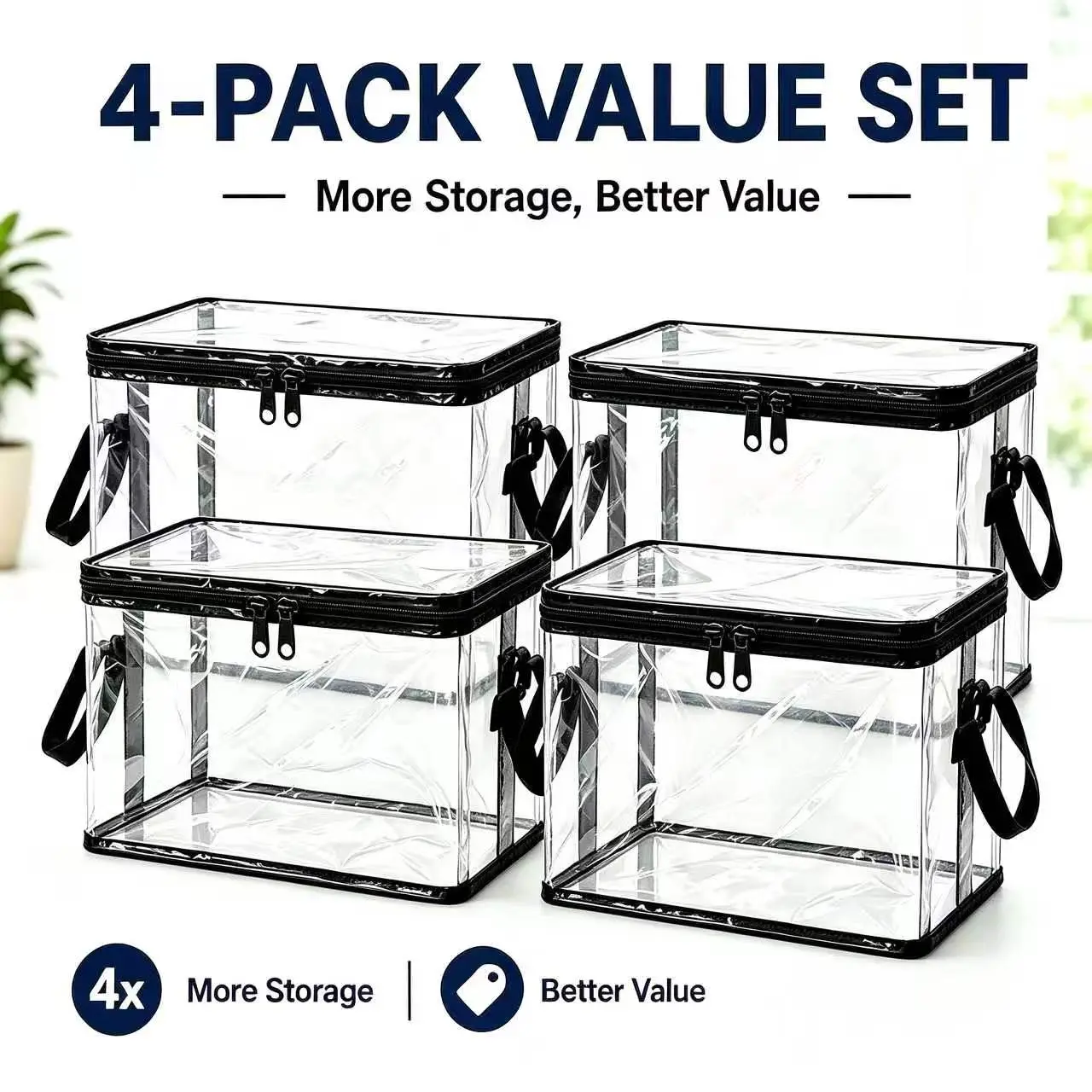 [Tonora] 2-4pack Black PVC Stuffed Animal & Doll Storage Box with Handle – Dustproof, Durable Toy Organizer for Kids’ Room, Playroom, or Birthday Gift apartment accessory