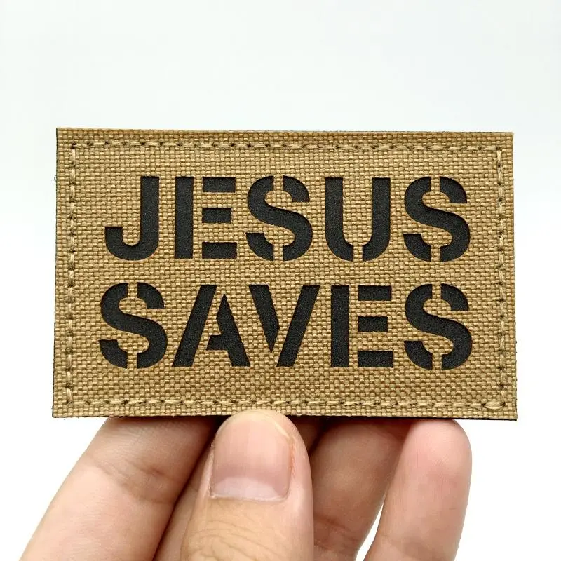 Jesus Saves Letter Pattern Embroidery Design Patch, 1 Count Durable & Versatile Patch Embroidered Badges for Backpack Vest Clothing Patches, Sewing Accessories for Home Use