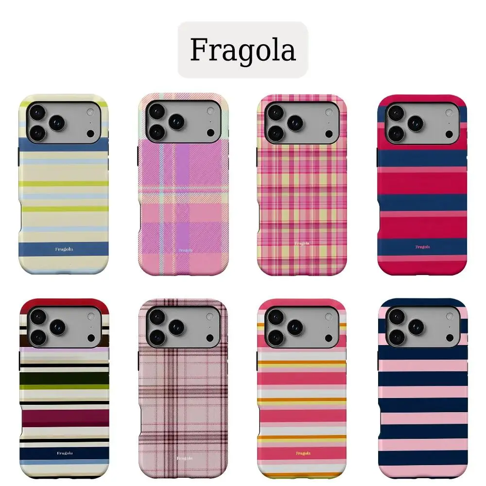 Fragola Patterned Colorful Striped Durable Anti-Drop Smartphone Casing - Protective Case for iPhone 11-17 Pro Max/Plus, Samsung Galaxy S23-S25 Series Devices