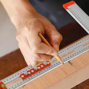 Woodworking multifunctional aluminum alloy two-in-one punching locator multifunctional angle ruler T-square punching locator angle ruler