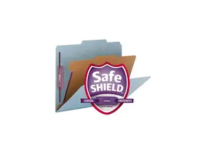 Smead 13730 Pressboard Classification Folders, Letter, Four-Section, Blue, 10/Box