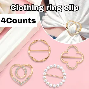 4 Counts Women Clothing Scarf Ring, Rhinestone & Pearl Design for Stylish Outfits