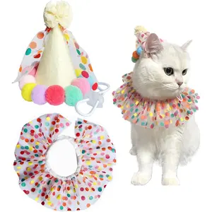 Cat Dog Princess Costumes Puppy Cat Birthday Bandana Scarf and Party Hat Cute Lace Dog Bib Scarf and Christmas Hat Doggy Birthday Party Decorations Set
