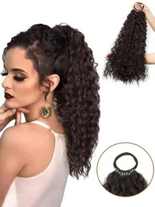 20-Inch Curly Ponytail Extensions, Medium-Length Bob Wigs, 100% High-Temp Fiber, Easy Wear, Quick Style Change, Perfect for Daily and Party Use