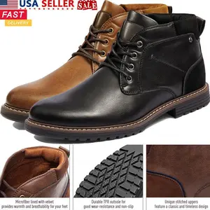 Men's Leather Chukka Casual Boots Dress Boots Stylish Business Formal Shoes